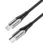 Cable USB 2-0 Tipo-C Lightning Vention TACHH- USB Tipo-C Macho - Lightning Macho- Hasta 27W- 480Mbps- 2m- Gris y Negro