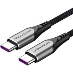 Cable USB 2-0 Tipo-C 5A 100W Vention TAEHH- USB Tipo-C Macho - USB Tipo-C Macho- Hasta 100W- 480Mbps- 2m- Gris