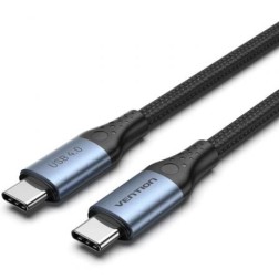 Cable USB 4-0 Tipo-C 5A Vention TAVHF- USB Tipo-C Macho - USB Tipo-C Macho- Hasta 240W- 40Gbps- 1m- Gris