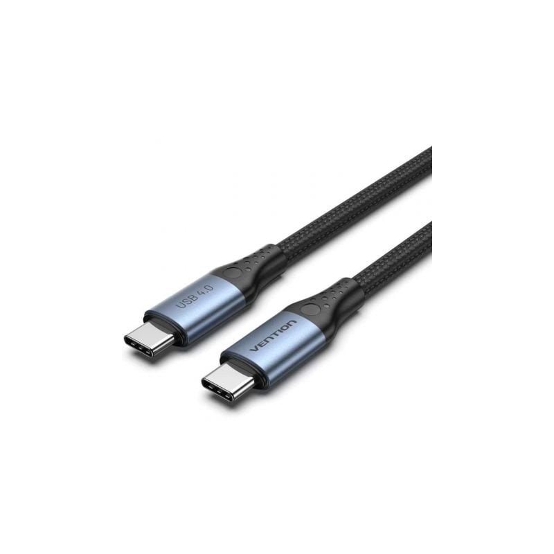 Cable USB 4-0 Tipo-C 5A Vention TAVHF- USB Tipo-C Macho - USB Tipo-C Macho- Hasta 240W- 40Gbps- 1m- Gris