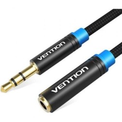 Cable Estéreo Vention VAB-B06-B050-M- Jack 3-5 Macho - Jack 3-5 Hembra- 50cm- Negro