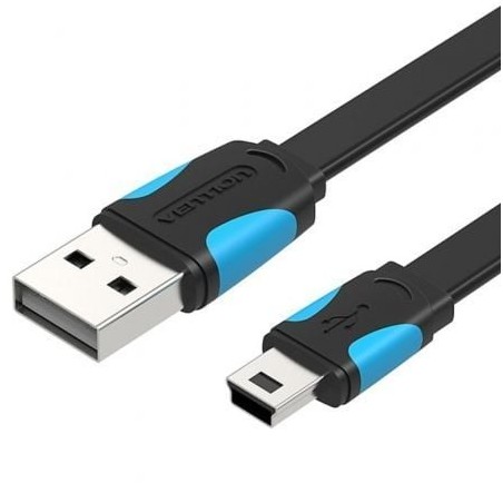Cable USB 2-0 Vention VAS-A14-B050- Mini USB Macho - USB Macho- Hasta 10W- 480Mbps- 50cm- Azul y Negro