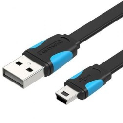 Cable USB 2-0 Vention VAS-A14-B100- Mini USB Macho - USB Macho- Hasta 10W- 480Mbps- 1m- Azul y Negro