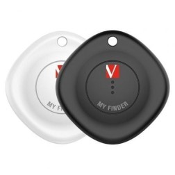 Localizador Verbatim My Finder Bluetooth Tracker MYF-02 compatible con Apple- Incluye Llavero y Pila- Negro y Blanco- Pack de 2