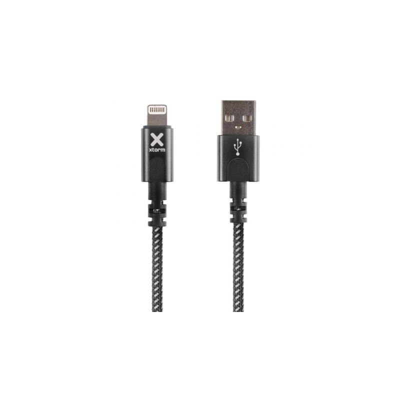 Cable USB 2-0 Lightning Xtorm CX2021- USB Macho - Lightning Macho- Hasta 12W- 480Mbps- 3m- Negro