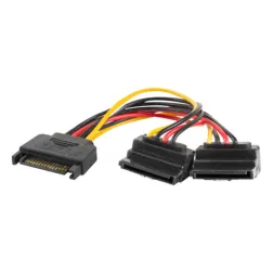 CABLE ALIMENTACION LANBERG SATA MACHO-2X SATA HEMBRA 15CM