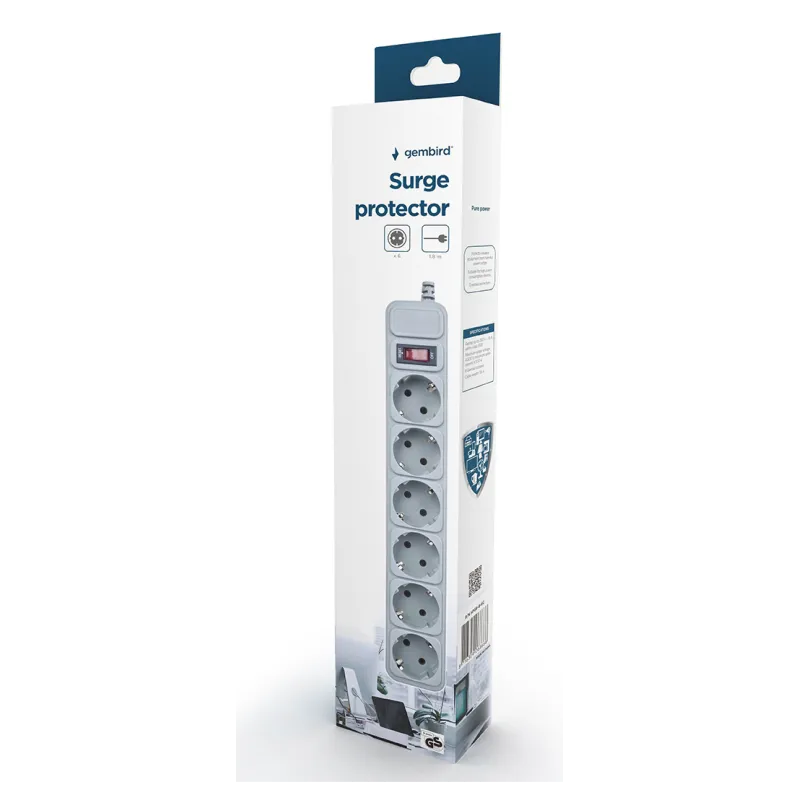 REGLETA GEMBIRD 6 TOMAS PROTECCION ANTIPICOS BLANCA 1,5M REGLETA GEMBIRD 6 TOMAS PROTECCION ANTIPICOS BLANCA 1,5M