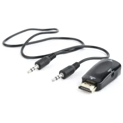 ADAPTADOR GEMBIRD HDMI A VGA HEMBRA CON 3,5MM AUDIO 0,15M