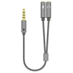 CABLE ADAPTADOR AISENS AUDIO JACK 3-5 4P-M-2XJACK 3-5 3P-H 25CM