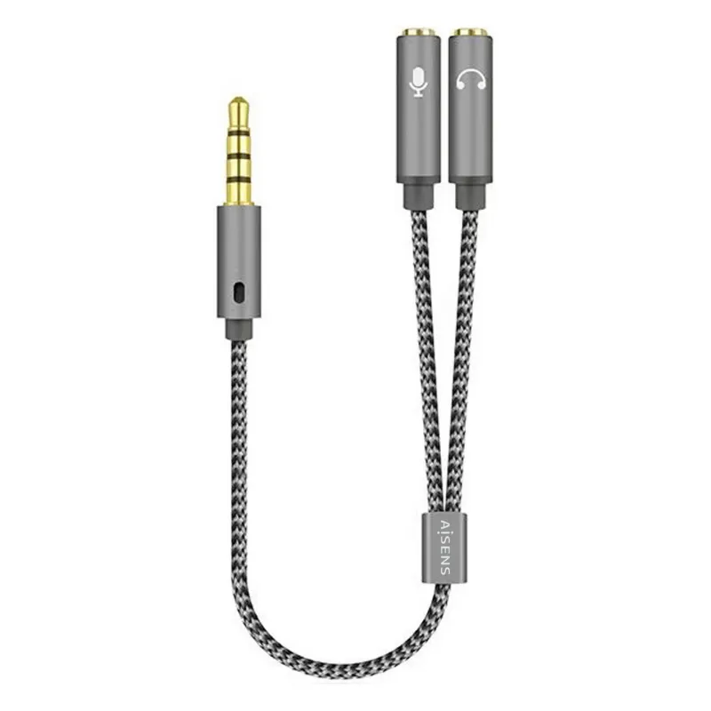 CABLE ADAPTADOR AISENS AUDIO JACK 3-5 4P-M-2XJACK 3-5 3P-H 25CM