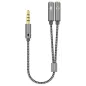 CABLE ADAPTADOR AISENS AUDIO JACK 3-5 4P-M-2XJACK 3-5 3P-H 25CM