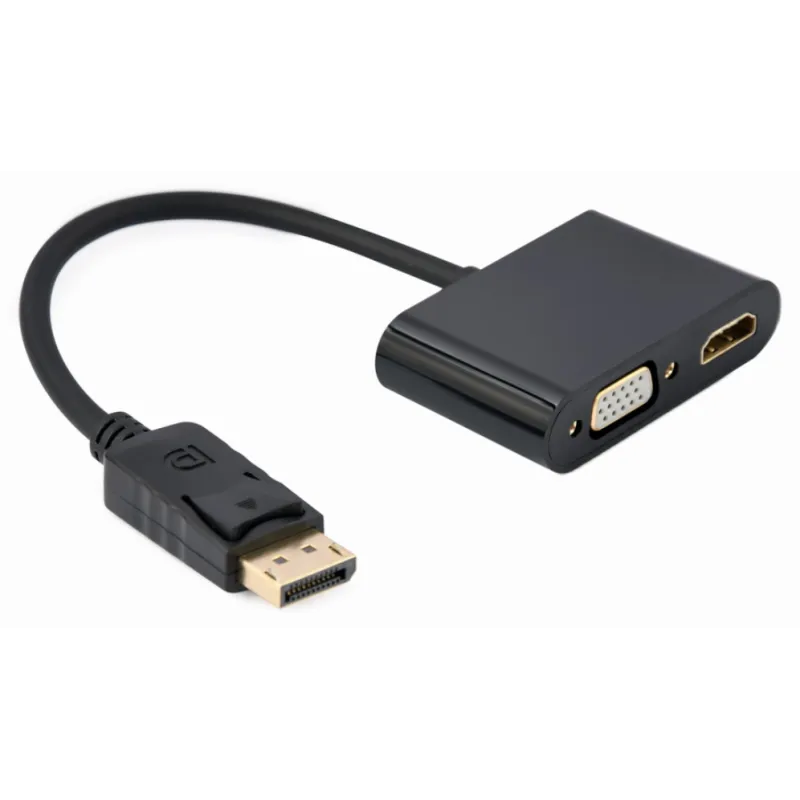 DISPLAY GEMBIRD PORT MACHO A HDMI HEMBRA + CABLE ADAPTADOR VGA HEMBRA NEGRO