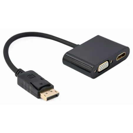 DISPLAY GEMBIRD PORT MACHO A HDMI HEMBRA + CABLE ADAPTADOR VGA HEMBRA NEGRO