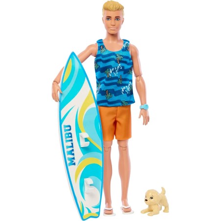 Muñeco barbie mattel ken tabla surf