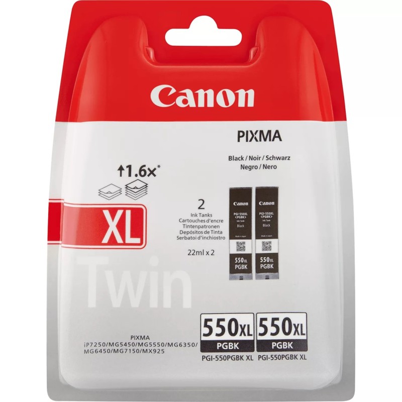 Pack cartucho tinta canon pgi - 550xl negro