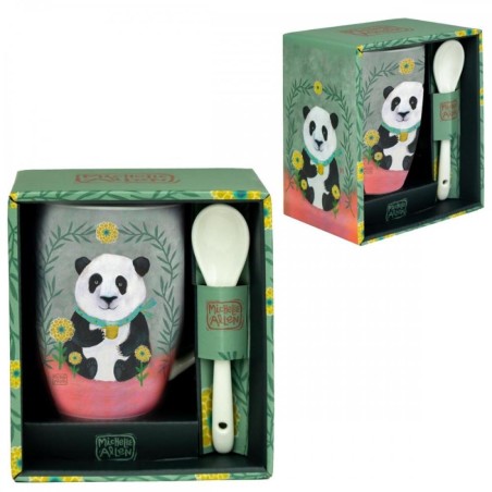 Taza cerámica con cuchara enesco panda