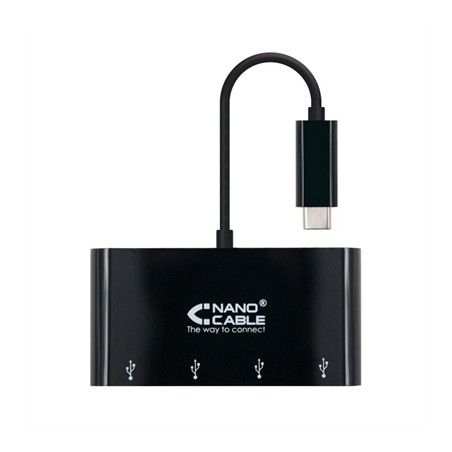 Hub USB Tipo-C Nanocable 10-16-4401-BK - 4xUSB