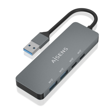 Hub USB 3-2 Aisens A106-0696- 2xUSB- 2xUSB Tipo-C- Gris