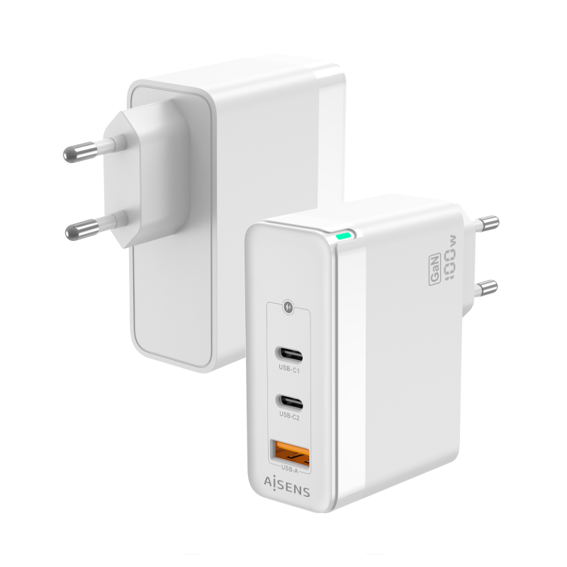 CARGADOR GAN AISENS 100W 2XUSB-C PD3-0 QC4-0 QC5-0 1XUSB-A QC3-0 BLANCO