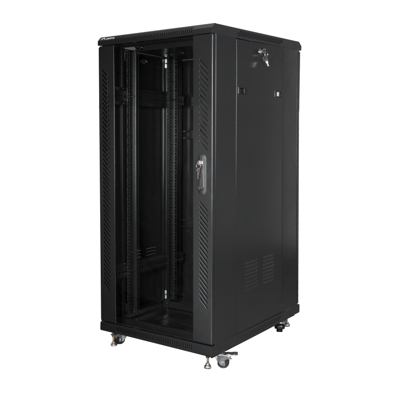 ARMARIO LANBERG RACK 19" 27U 600X800 FLAT PACK NEGRO PUERTA CRISTAL CON LCD