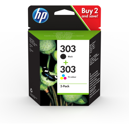 TINTA HP 303 PACK AHORRO 2 NEGRO + CIAN MAGENTA AMARILLO