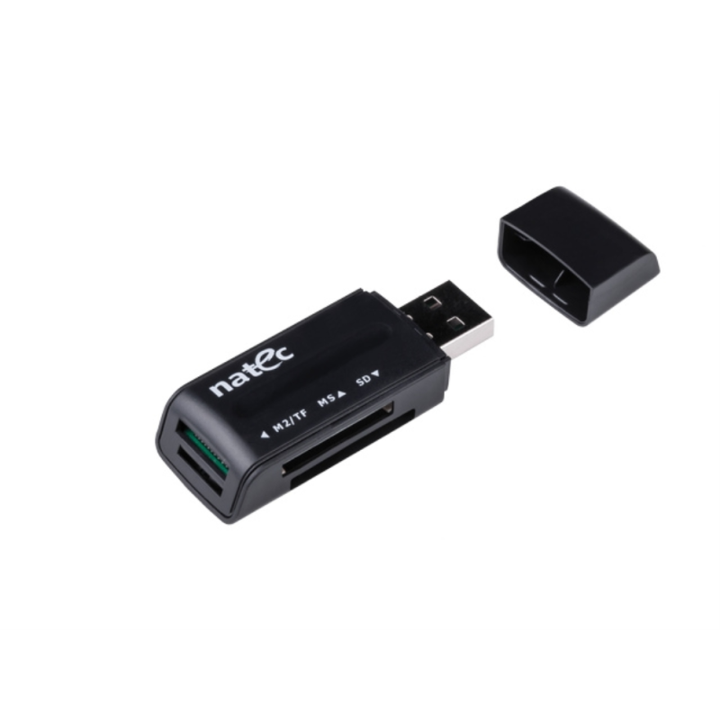 LECTOR DE TARJETAS NATEC MINI ANT 3 SDHC MMC M2 MICROSD USB 2-0 NEGRO