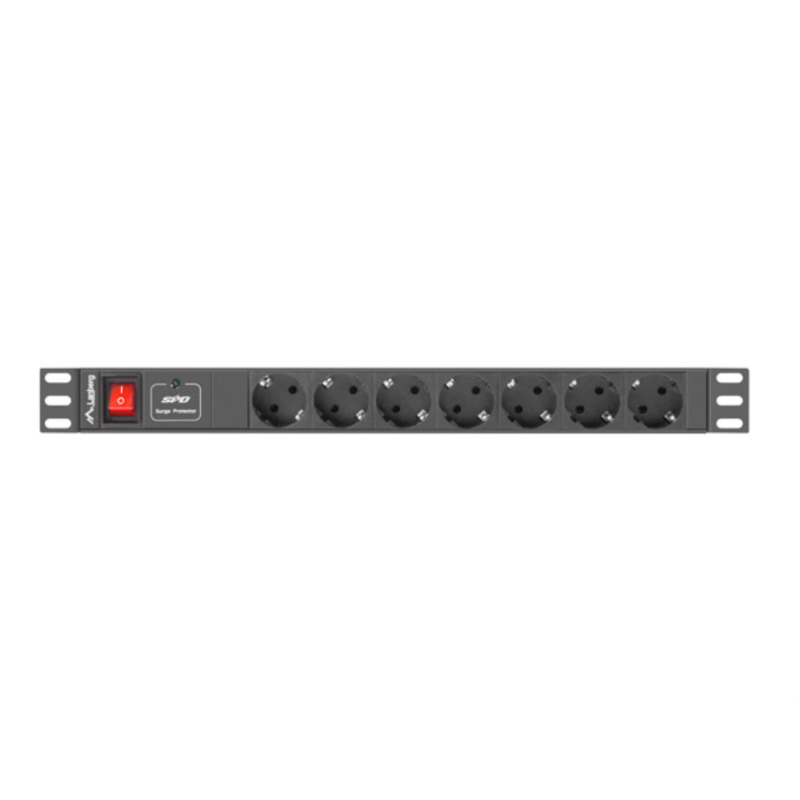 REGLETA LANBERG 1U 10A 7X SCHUKO RACK 19" 2M NEGRO C14