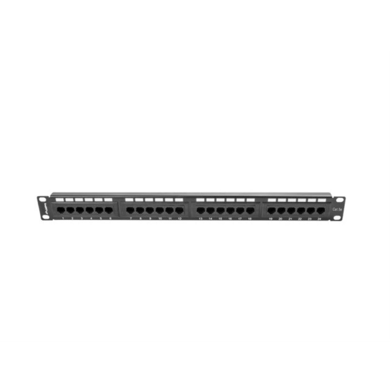 PATCH PANEL LANBERG CAT-5E UTP 24 PUERTOS 1U RACK 19 NEGRO