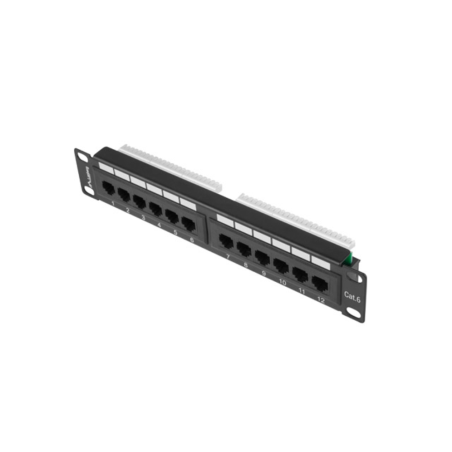 PATCH PANEL LANBERG 12 PUERTOS 1U 10" CAT-6 NEGRO