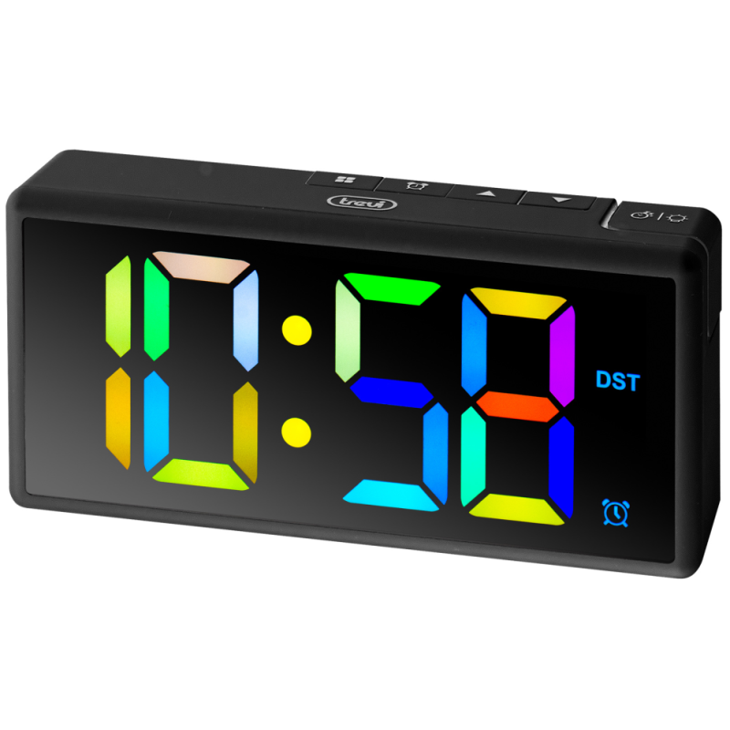 RELOJ DESPERTADOR DIGITAL CON PANTALLA MULTICOLOR GRANDE TREVI EC 886 BLANCO