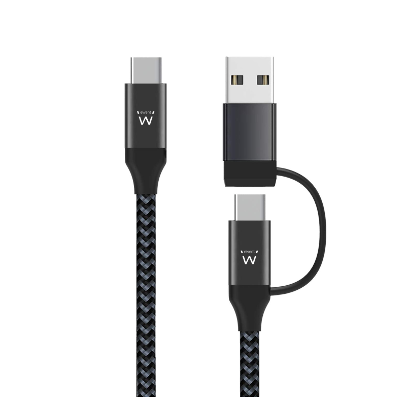 CABLE DE CARGA 2 EN 1 USB-C, USB-C A USB-C+USB-A, DE 1,0 METRO-