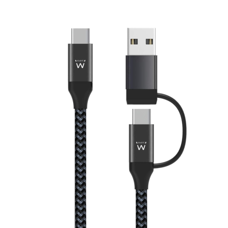 CABLE DE CARGA 2 EN 1 USB-C, USB-C A USB-C+USB-A, DE 1,0 METRO-